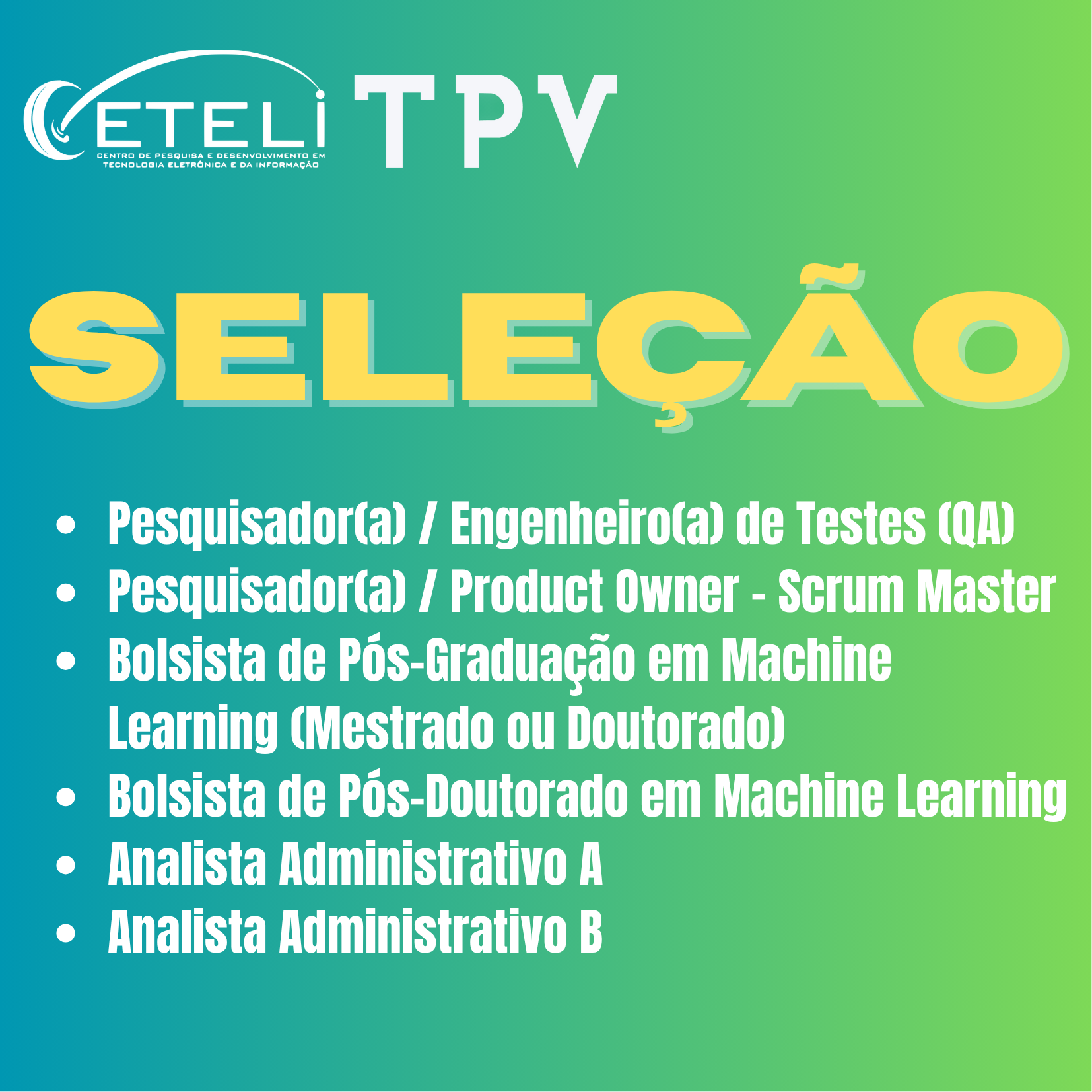O CETELI/UFAM está com vagas em aberto para trabalhar em projeto de P&D com plataforma embarcada e ML